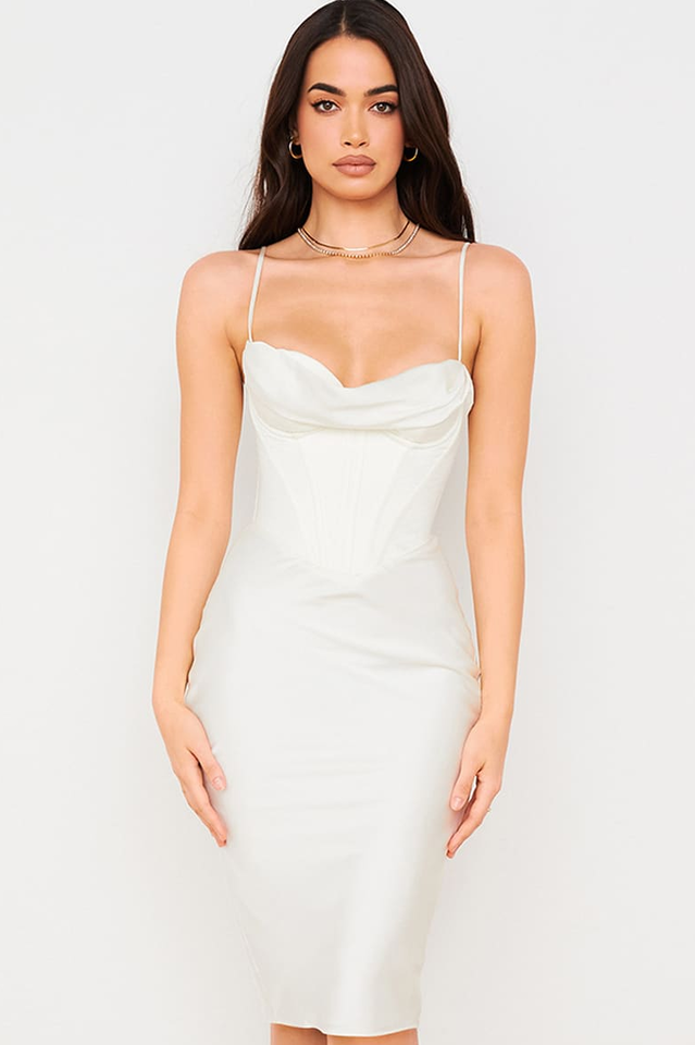 Absolute Elegance Satin Corset Midi Dress - Dress In Beauty Absolute Elegance Satin Corset Midi Dress - Dress In Beauty
