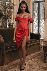 Satin Off Shoulder Dress - Dress In Beauty Satin Off Shoulder Dress - Dress In Beauty