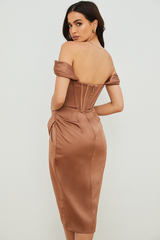 Satin Off Shoulder Dress - Dress In Beauty Satin Off Shoulder Dress - Dress In Beauty