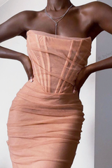 Mesh Strapless Corset Dress - Dress In Beauty Mesh Strapless Corset Dress - Dress In Beauty