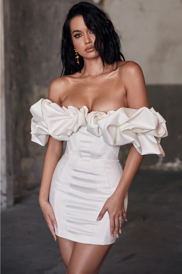 Satin Ruffle Strapless Dress - Dress In Beauty Satin Ruffle Strapless Dress - Dress In Beauty