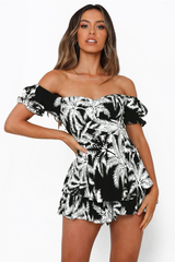 Off Shoulder Tie Back Romper - Dress In Beauty Off Shoulder Tie Back Romper - Dress In Beauty