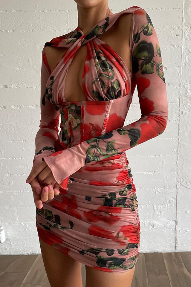 Rose Print Corset Mini Dress - Dress In Beauty Rose Print Corset Mini Dress - Dress In Beauty