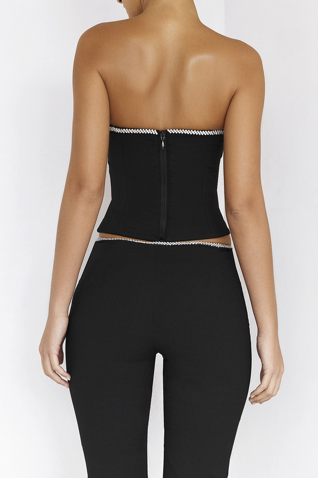 Black Crystal Trimmed Corset | Dress In Beauty Black Crystal Trimmed Corset | Dress In Beauty
