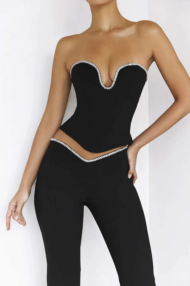 Crystal Trimmed Corset + Embellished Trousers Set | Dress In Beauty Crystal Trimmed Corset + Embellished Trousers Set | Dress In Beauty