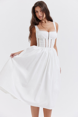White Lace Trim Midi Dress | Dress In Beauty White Lace Trim Midi Dress | Dress In Beauty