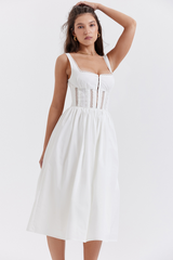 White Lace Trim Midi Dress | Dress In Beauty White Lace Trim Midi Dress | Dress In Beauty