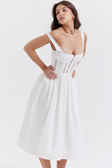 White Lace Trim Midi Dress | Dress In Beauty White Lace Trim Midi Dress | Dress In Beauty