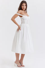 White Lace Trim Midi Dress | Dress In Beauty White Lace Trim Midi Dress | Dress In Beauty