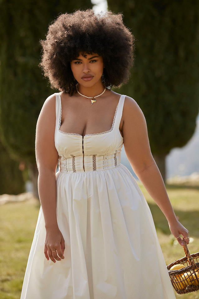 White Lace Trim Midi Dress | Dress In Beauty White Lace Trim Midi Dress | Dress In Beauty