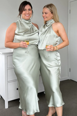 Halter Sleeveless Satin Bridesmaid Dress | Dress In Beauty Halter Sleeveless Satin Bridesmaid Dress | Dress In Beauty