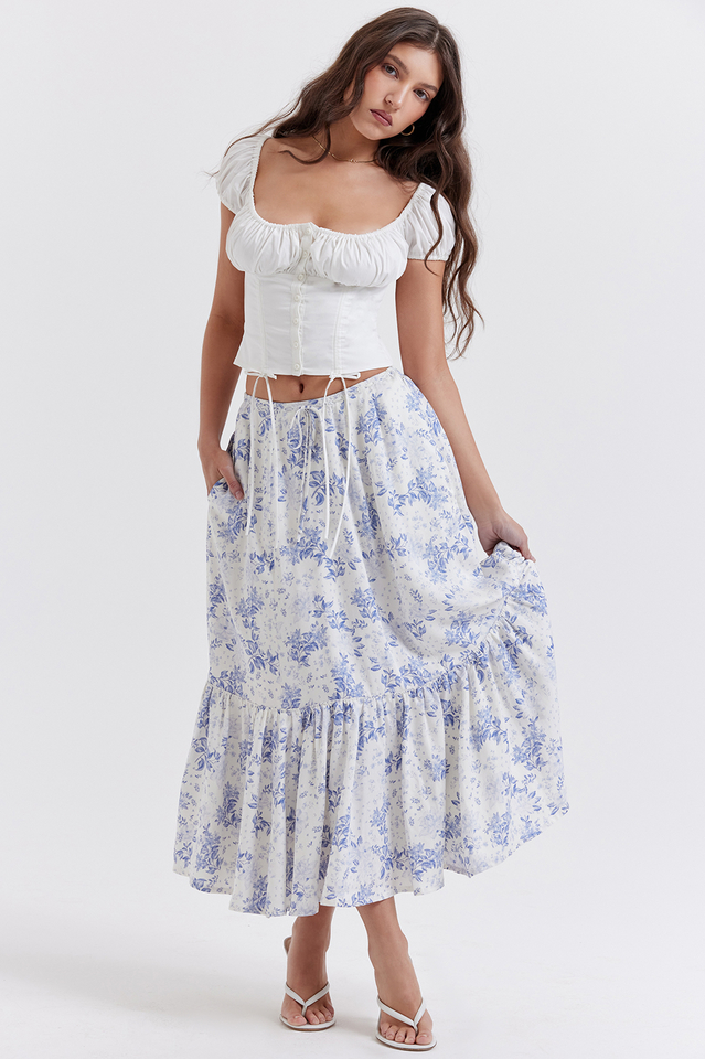 Aitana Blue Print Top + Skirt Set | Dress In Beauty Aitana Blue Print Top + Skirt Set | Dress In Beauty