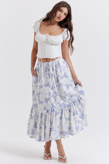 Aitana Blue Print Top + Skirt Set | Dress In Beauty Aitana Blue Print Top + Skirt Set | Dress In Beauty