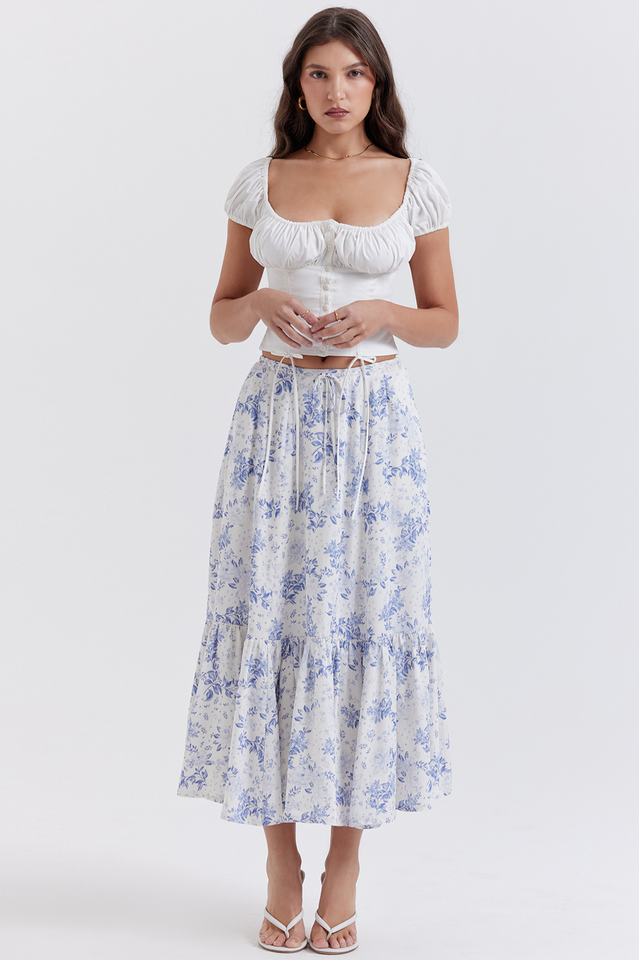 Aitana Blue Print Top + Skirt Set | Dress In Beauty Aitana Blue Print Top + Skirt Set | Dress In Beauty