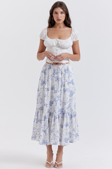 Aitana Blue Print Top + Skirt Set | Dress In Beauty Aitana Blue Print Top + Skirt Set | Dress In Beauty