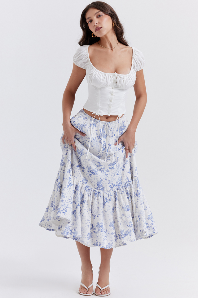 Aitana Blue Print Top + Skirt Set | Dress In Beauty Aitana Blue Print Top + Skirt Set | Dress In Beauty