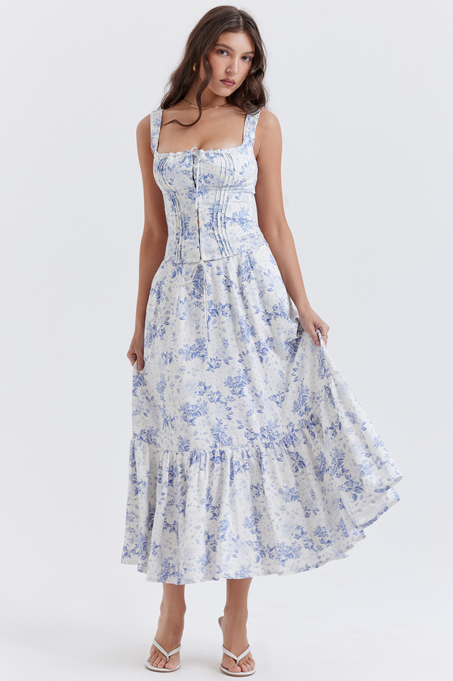 Aitana Blue Print Top + Skirt Set | Dress In Beauty Aitana Blue Print Top + Skirt Set | Dress In Beauty