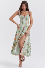 Sabrina Light Jade Print Bustier Sundress | Dress In Beauty Sabrina Light Jade Print Bustier Sundress | Dress In Beauty