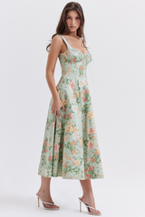 Sabrina Light Jade Print Bustier Sundress | Dress In Beauty Sabrina Light Jade Print Bustier Sundress | Dress In Beauty