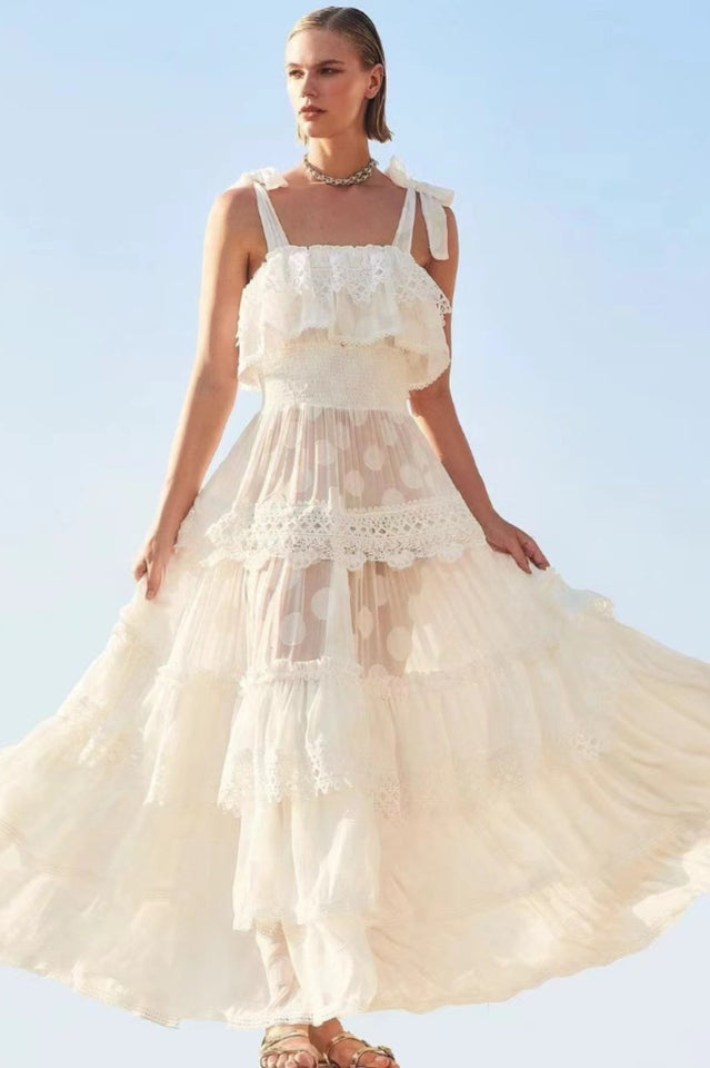 Sleeveless Crochet Maxi Layered Dress | Dress In Beauty