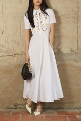 Cotton Poplin 3D Flower Midi Dress | Dress In Beauty