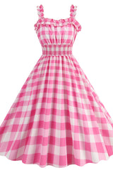 Barbie Movie Margot Pink Plaid Check Dress | Dress In Beauty