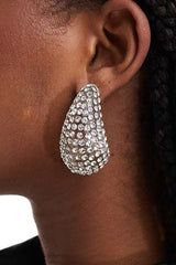 Rhinestone Tear Drop Hoop Earrings | Dress In Beauty