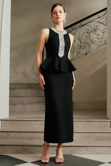 Crystal Detail Peplum Maxi Dress | Dress In Beauty