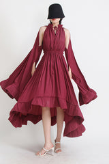Tie Detailed Ruffled Crepe Dress | Dress In Beauty