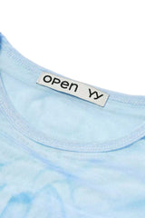 OPEN YY Ribbon Print Mesh Top