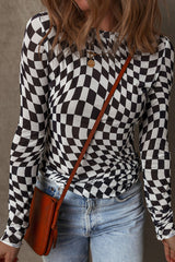 Rory Checkered Mesh Top