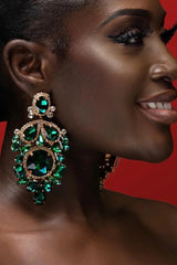 Geometric Rhinestone Dangle Earrings