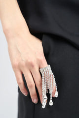 Kacey Rhinestone Tassel Ring