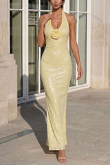 Shimmering Secrets Sequin Halter Maxi Dress | Dress In Beauty