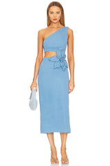 Flower Applique Midi Bandage Dress