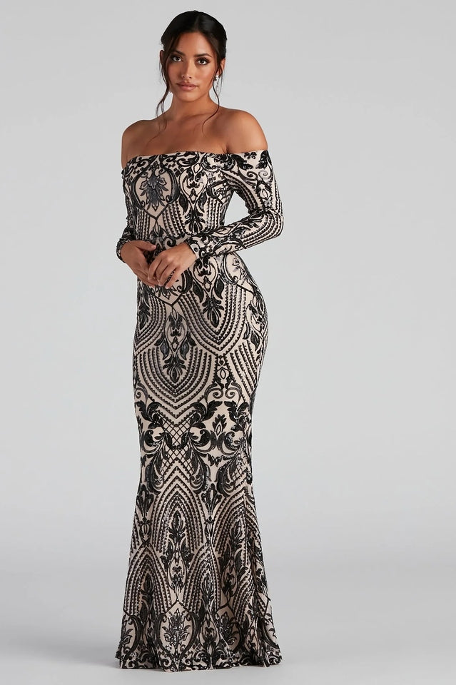 Paityn Formal Off Shoulder Sequin Dress | Dress In Beauty