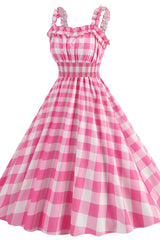 Barbie Movie Margot Pink Plaid Check Dress | Dress In Beauty