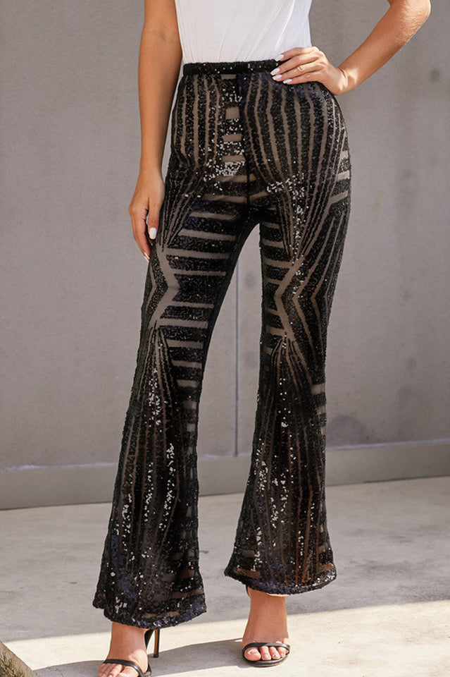 Sequin High Rise Flare Pants | Dress In Beauty