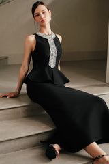 Crystal Detail Peplum Maxi Dress | Dress In Beauty