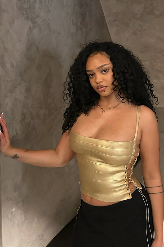 Idol Metallic Bandage Corset Top | Dress In Beauty
