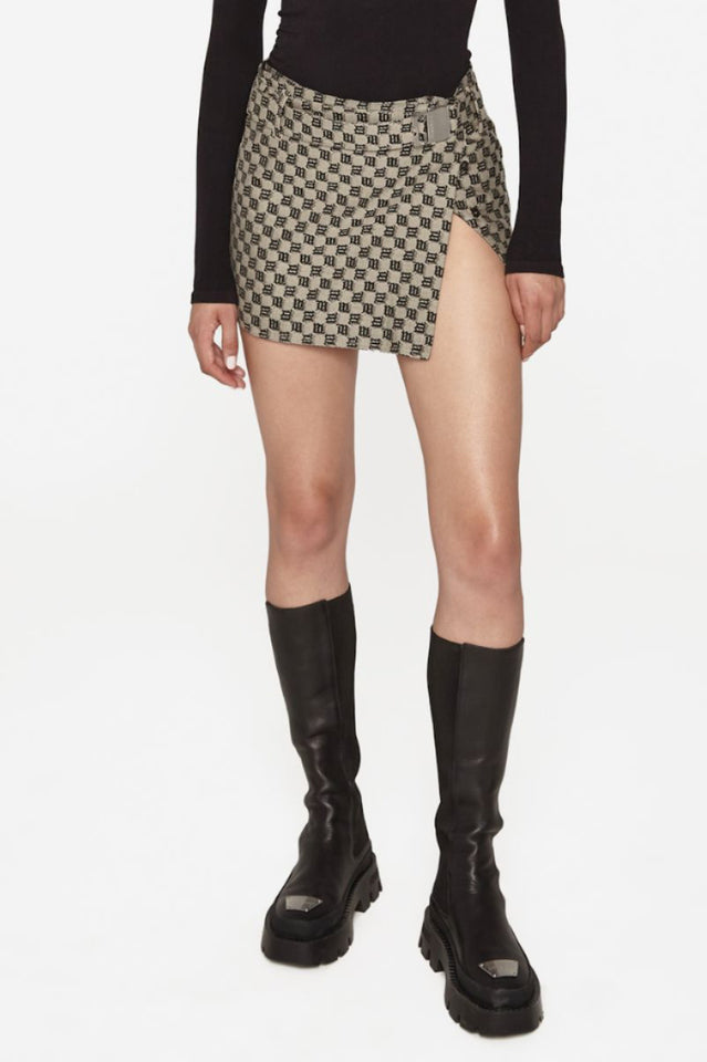 Gray Monogram Mini Skirt | Dress In Beauty