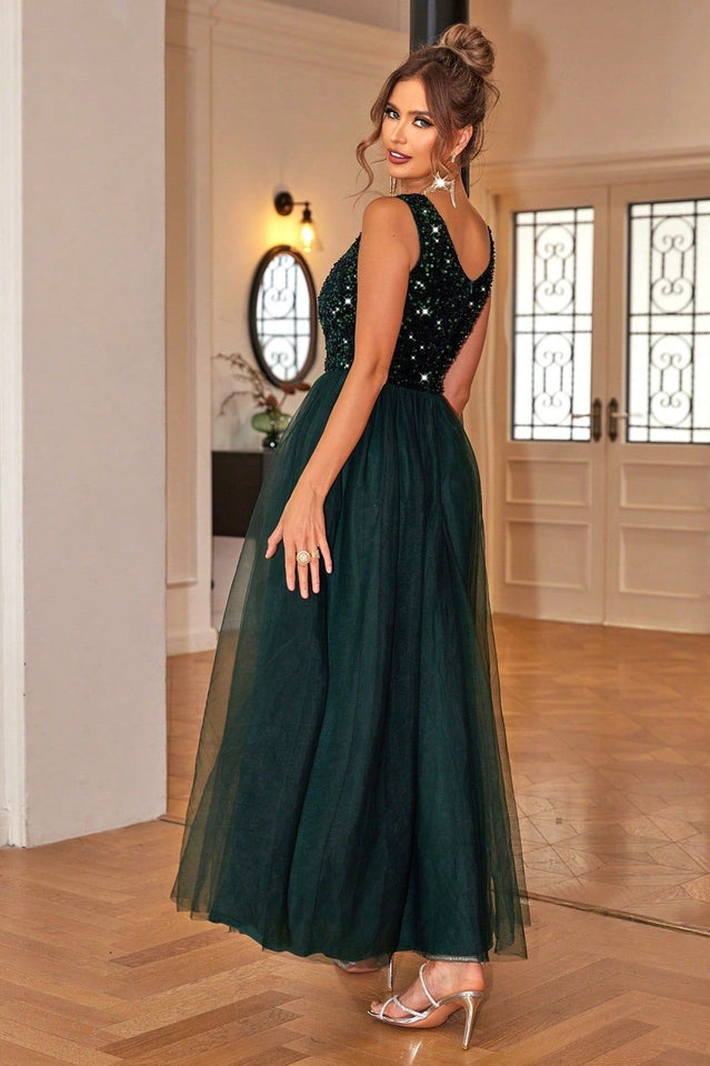Sequin & Tulle A Line Formal Dress | Dress In Beauty