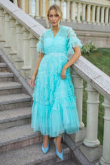 Ruffle Tiered Spotted Tulle Maxi Dress | Dress In Beauty