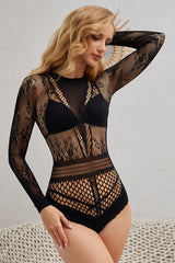 Fishnet Long-Sleeve Bodysuit Lingerie | Dress In Beauty