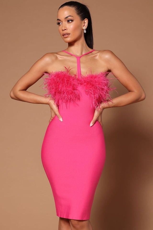 Feather Halter Mini Dress | Dress In Beauty