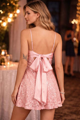 Maryam Sequin Lace A-Line Mini Dress | Dress In Beauty