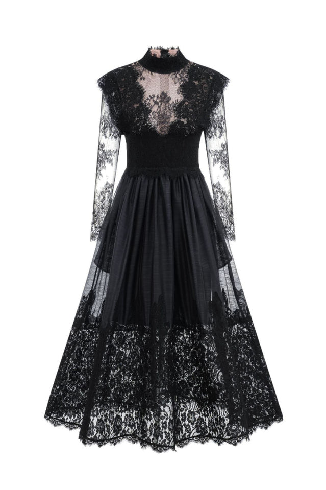Jamie Black Floral Lace Stitching Dress | Dress In Beauty Jamie Black Floral Lace Stitching Dress | Dress In Beauty