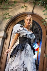Puff Sleeve Organza Belted Maxi Dress | Dress In Beauty