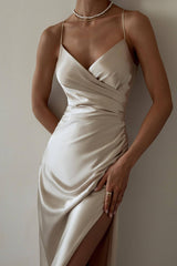 Ruched Trim High Split Cami Midi Dress | Dress In Beauty