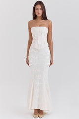 Dakota Embroidered Strapless Corset Set
